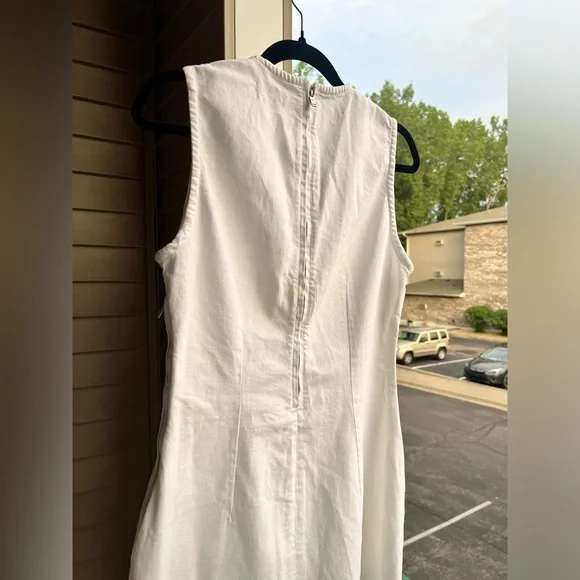 🆕 DL1961 White Denim Sleeveless Stretch Cotton Midi Dress Size L Elegant Summer - Picture 6 of 17
